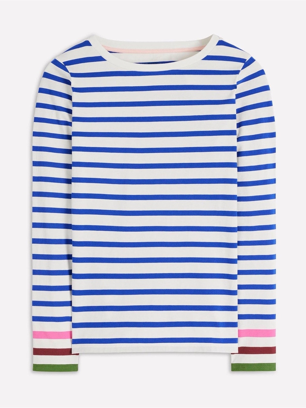 Boden Olivia Long Sleeve Breton T-Shirt w/ colorful, contrasting cuffs size 16